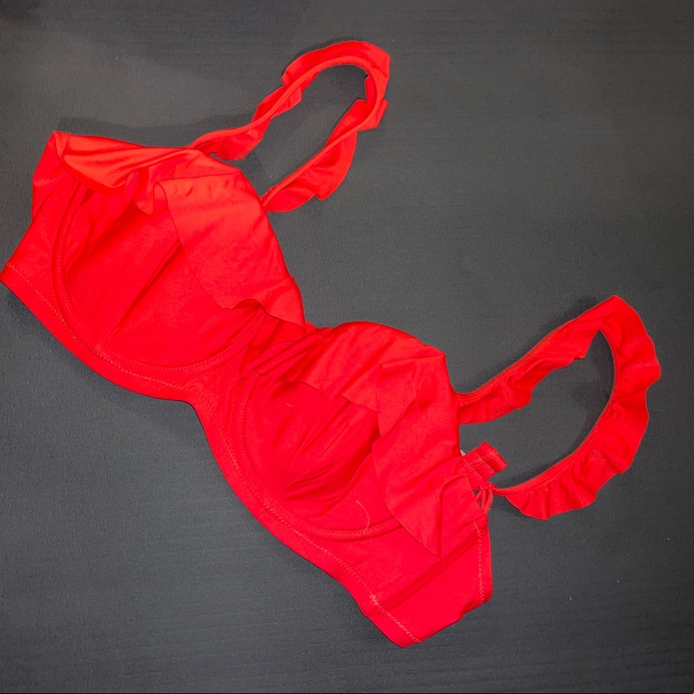 J Crew Red Ruffle Bikini 36C